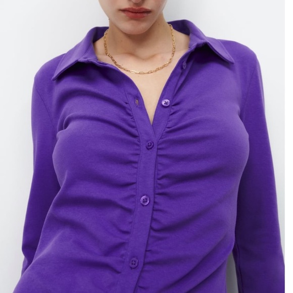 NEW ZARA Shirt dress with ruching - Picture 5 of 10